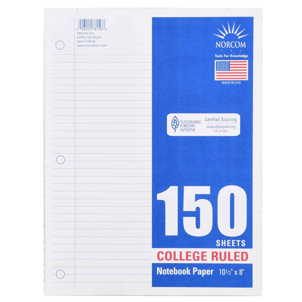 Norcom Filler Paper, College Ruled, 150 Pages, 8″ x 10.5″, 78156